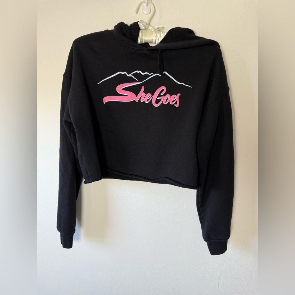 Born Primitive Black Cropped Hoodie with Pink Graphic